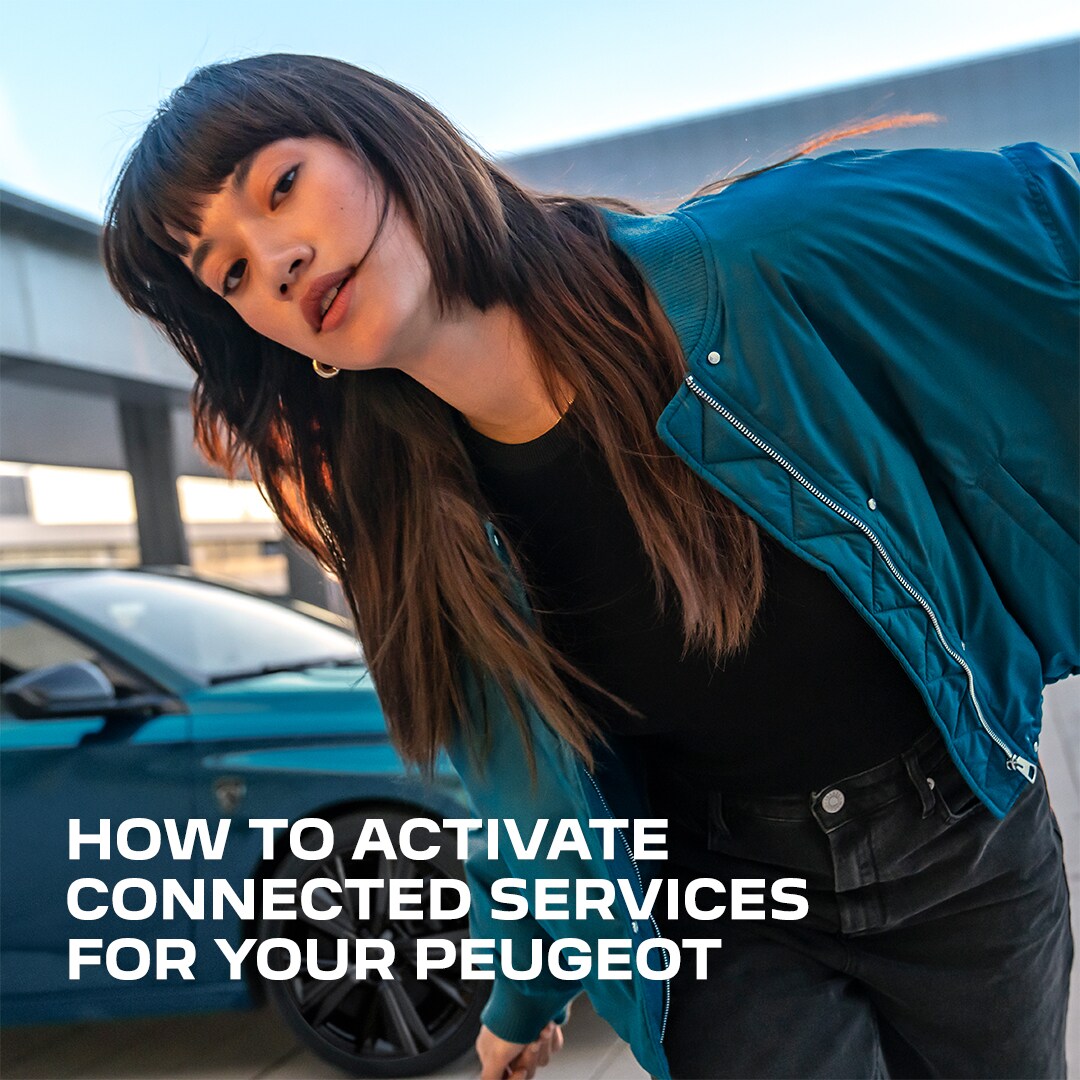 Woman in front of a Peugeot 308 SW